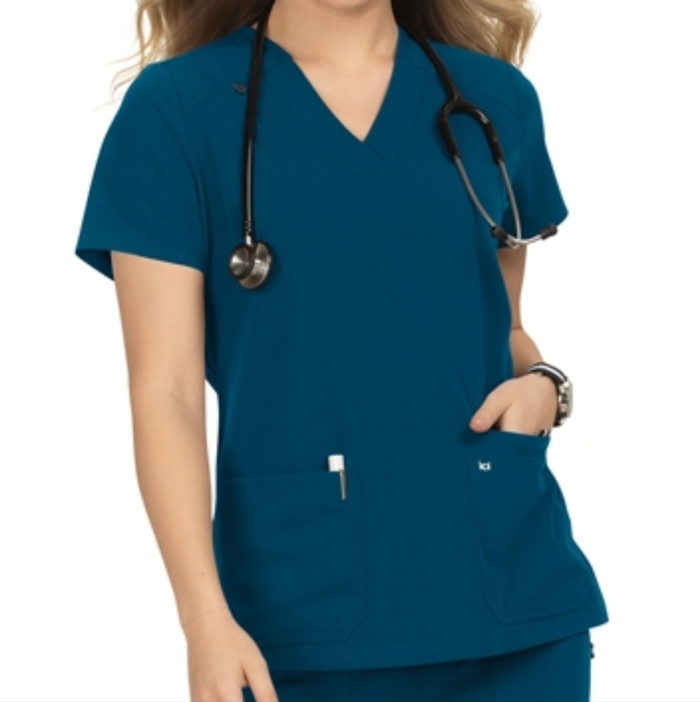 Koi Next Gen Hustle and Heart scrub top, medium, Caribbean blue